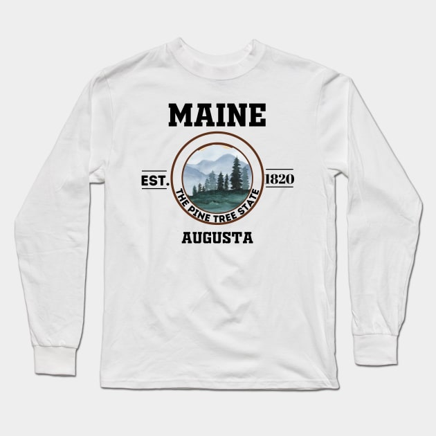 Maine state Long Sleeve T-Shirt by Freaky Designer